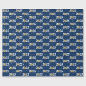 Gouden Kerstboog voor 2025 op Blauw Cadeaupapier (Vlak)