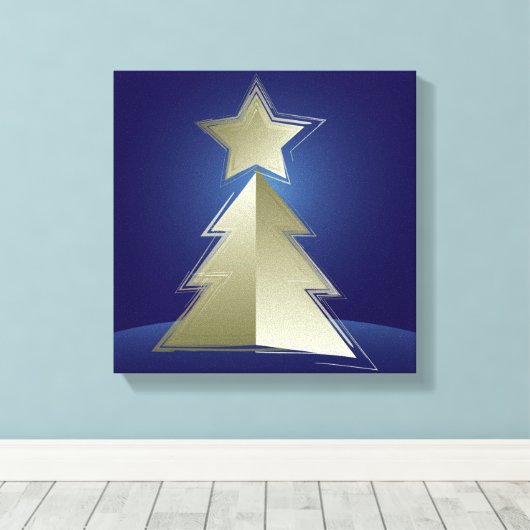 Gouden kerstboom canvas afdruk (Insitu (Houten vloer))