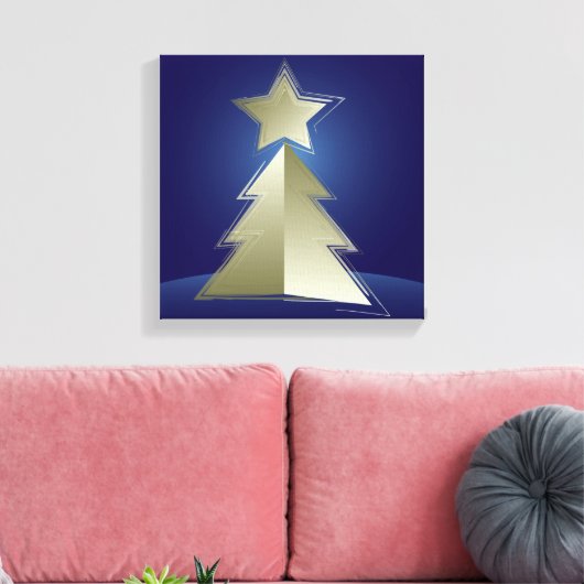 Gouden kerstboom canvas afdruk (Insitu (Woonkamer))
