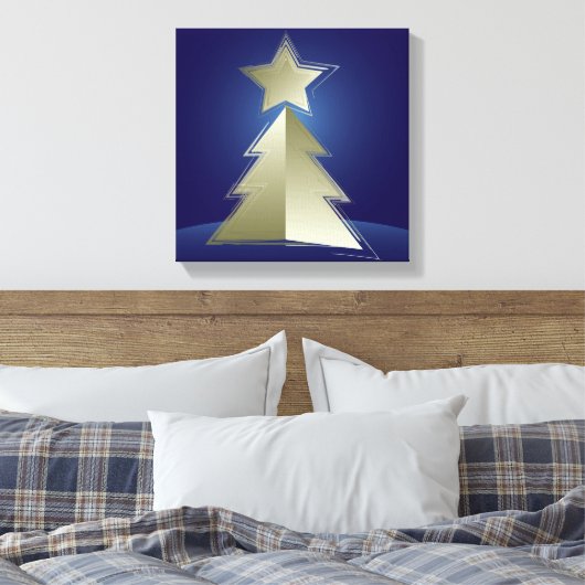 Gouden kerstboom canvas afdruk (Insitu (Slaapkamer))
