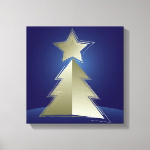 Gouden kerstboom canvas afdruk