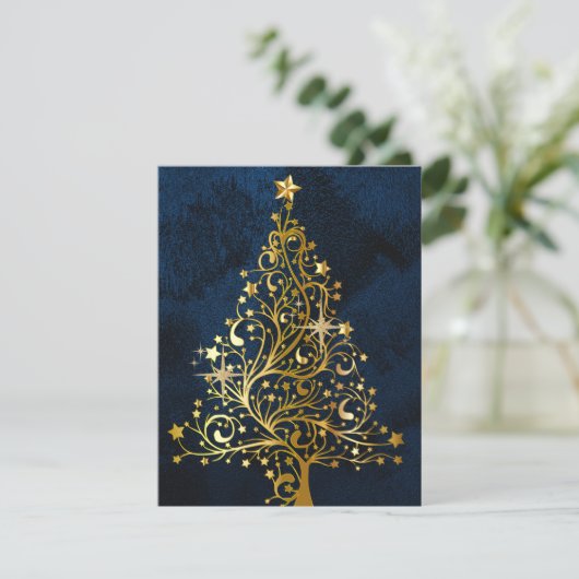 Gouden kerstboom feestdagenkaart (Staand voorkant)
