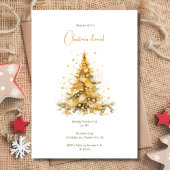 Gouden kerstboom kerstdiner kaart