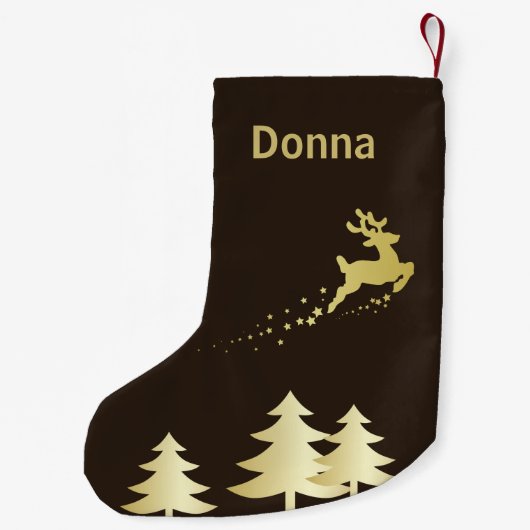 Gouden kerstboom met rendier kleine kerstsok (Achterkant)