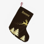 Gouden kerstboom met rendier kleine kerstsok (Voorkant (Hangend))