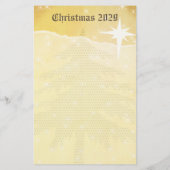 Gouden kerstboom met sterren briefpapier (Achterkant)