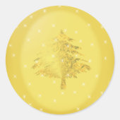 Gouden Kerstboom met Sterren Ronde Sticker (Voorkant)