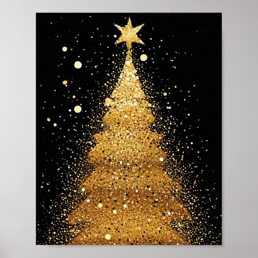Gouden kerstboom poster (Voorkant)
