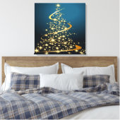 Gouden Kerstboom Premium Verpakt Canvas Afdruk (Insitu (Slaapkamer))
