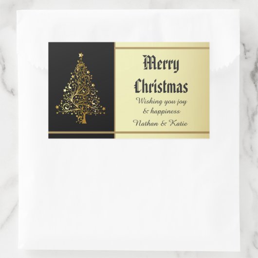 gouden kerstboom rechthoekige sticker (Tas)