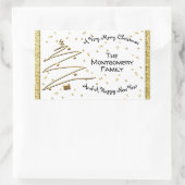 Gouden kerstboom rechthoekige sticker (Tas)