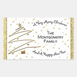 Gouden kerstboom rechthoekige sticker
