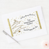 Gouden kerstboom rechthoekige sticker (Envelop)