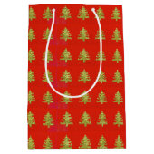 Gouden Kerstboom Rode Vakantie Gift Bag Design Medium Cadeauzakje (Voorkant)