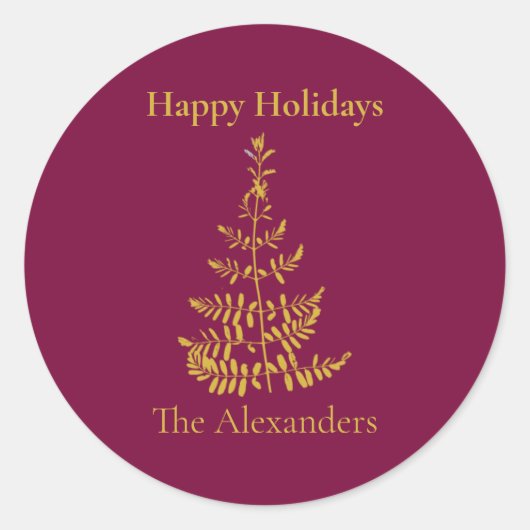 gouden kerstboom ronde sticker (Voorkant)
