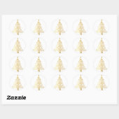 gouden kerstboom ronde sticker (Vel)