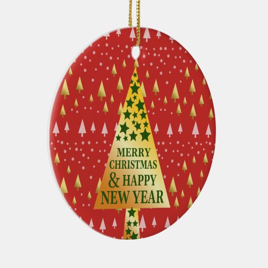 Gouden kerstboom - Rood landschap Keramisch Ornament (Rechts)