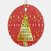 Gouden kerstboom - Rood landschap Keramisch Ornament (Links)