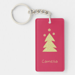 Gouden kerstboom sleutelhanger