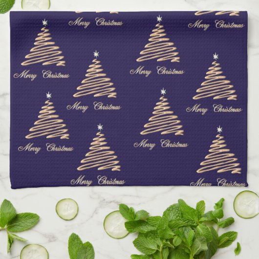 gouden kerstboom theedoek (Gevouwen)