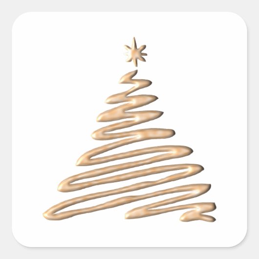gouden kerstboom vierkante sticker (Voorkant)