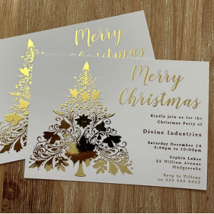 Gouden Kerstboom Xmas Feest Divine Goud Folie Uitnodiging