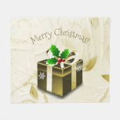 Gouden Kerstcadeau Fleece Deken (Voorkant (Horizontaal))
