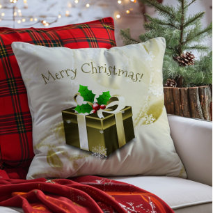 Gouden Kerstcadeau Worp Kussen