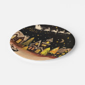 Gouden kerstdorp Deer Winter Night Papieren Bordje (Gekanteld)
