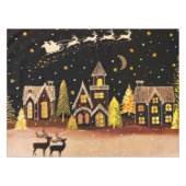 Gouden kerstdorp Deer Winter Night Tafelkleed (Voorkant (Horizontaal))