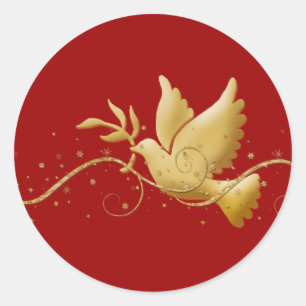 Gouden kerstduif van rust Christelijke event stick Ronde Sticker
