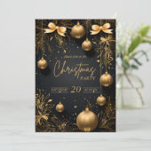 Gouden Kerstfeest Extravaganza Uitnodiging (Staand voorkant)