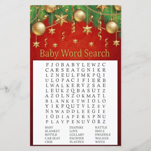 gouden kerstfeest speelgoed Word Search Game (Voorkant)