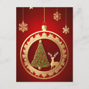 Gouden Kerstglans ❄️ Hertenboom Luxe Vakantie Briefkaart