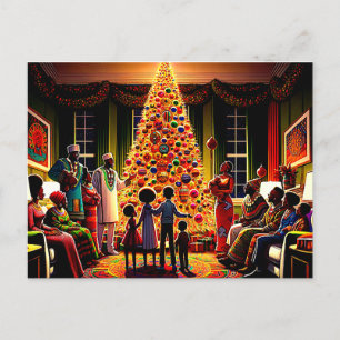 Gouden Kerstgloed: Afro-Amerikaanse familie's F Feestdagenkaart