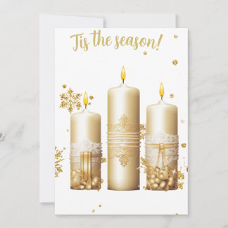 Gouden kerstkaart met kaarsen