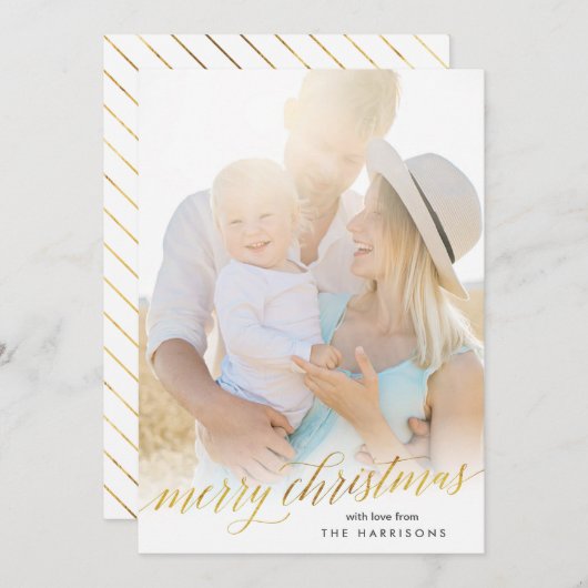 Gouden Kerstkaart met Script in Nepfolie (Voorkant / Achterkant)