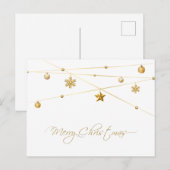 Gouden kerstkalligrafie feestdagenkaart (Voorkant / Achterkant)