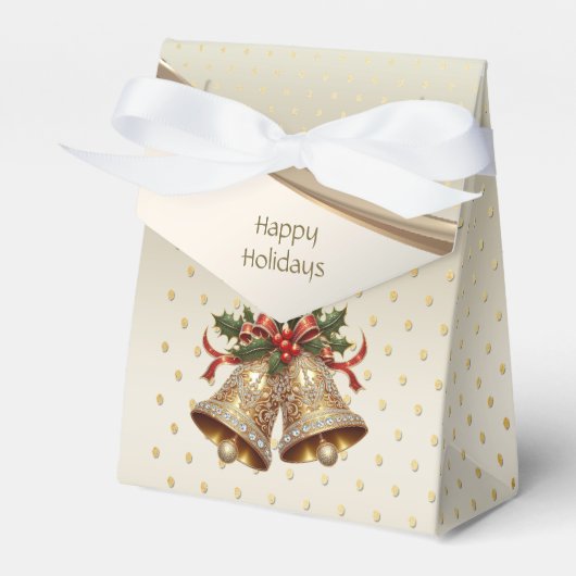 Gouden kerstklokken Holiday Gift Box Bedankdoosjes (Voorkant Zijde)