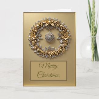 Gouden Kerstkrans 5 "x 7" Gevouwen Groet Kaart