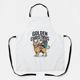 Gouden Kerstman die Retriever T-shirt rijdt Desi Schort
