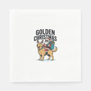 Gouden Kerstman die Retriever T-shirt rijdt Desi Servet