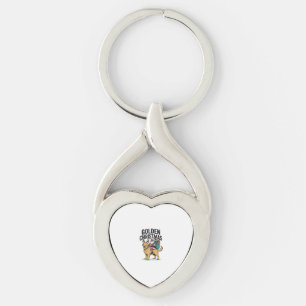 Gouden Kerstman die Retriever T-shirt rijdt Desi Sleutelhanger