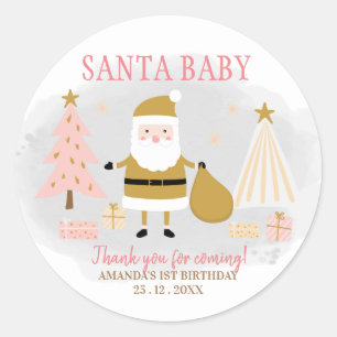 Gouden Kerstman Kerstmis Verjaardagsfeestje Favor Ronde Sticker