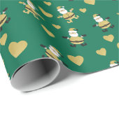 Gouden Kerstman met gouden harten Cadeaupapier (Rol Hoek)