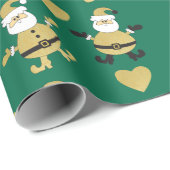Gouden Kerstman met gouden harten Cadeaupapier (Rol Hoek)