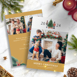Gouden Kerstmis Foto Collage Vakantie Kaart