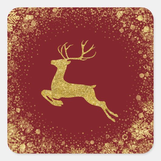 Gouden Kerstmis Herten elegant ontwerp Vierkante Sticker (Voorkant)
