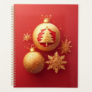 Gouden Kerstmis Rode Ornament Planner