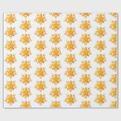 Gouden Kerstmis Sneeuw Patroon Cadeaupapier (Vlak)